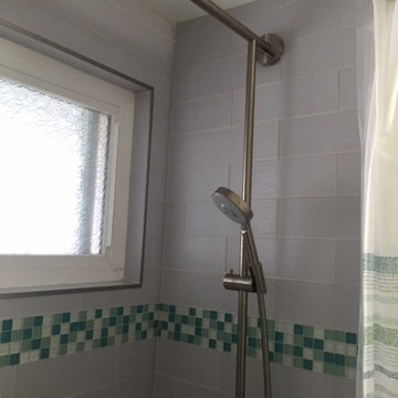 Modern Rainfall Showerhead in Clairemont Bathroom Remodel