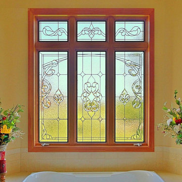 Class beveled stained glass bathroom window