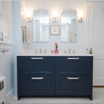Classic Blue and White bathroom remodel