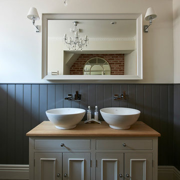 Classic Contemporary Bathroom with Exposed Brick