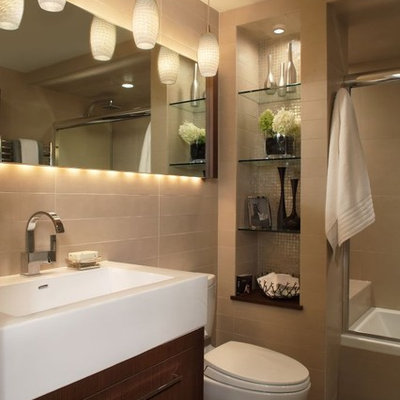 Bathroom - contemporary subway tile bathroom idea in Detroit