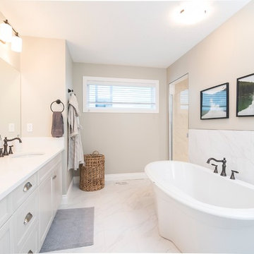 Clean White/Beige Designed Bathroom - Dallas