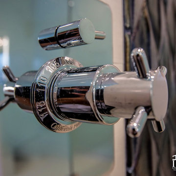 Close Up - "California Faucets" Shower Handle.