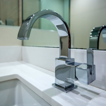 Close up - Modern-style "DELTA" Faucet.