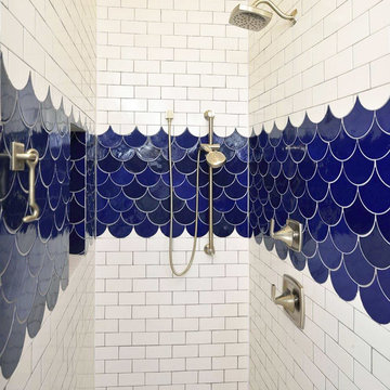 Cobalt Blue Moroccan Fish Scale Shower
