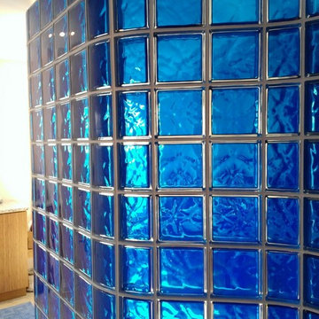 Colored and Curved Glass Block Shower Middleton Wisconsin