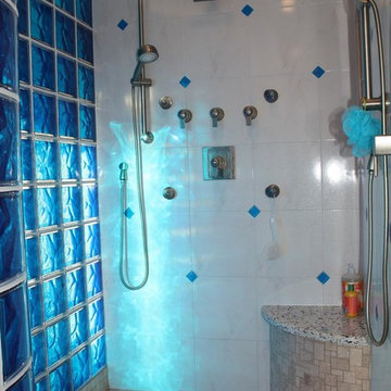 Colored and Curved Glass Block Shower Middleton Wisconsin