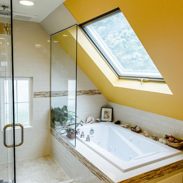 Colorful Attic Bathroom Remodel