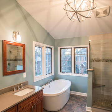 Colorful Master Bath with Freestanding Tub