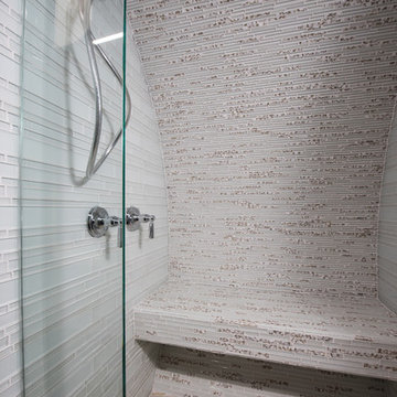 Compact Shower with Modern Glass Tile | Stylish Underground Shelter