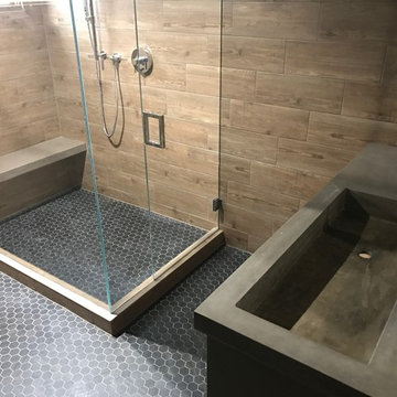 Concrete Bathroom Sink and Shower Seat