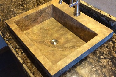Small mountain style master bathroom photo in Other with a drop-in sink and granite countertops