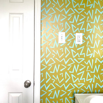 Confetti Wallpaper in Blue Mustard