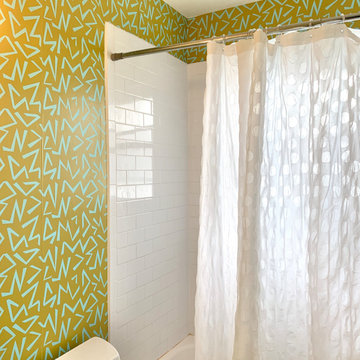 Confetti Wallpaper in Blue Mustard