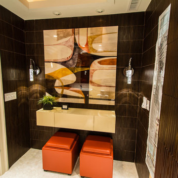 Contemporary Bath with custom floating cabinetry