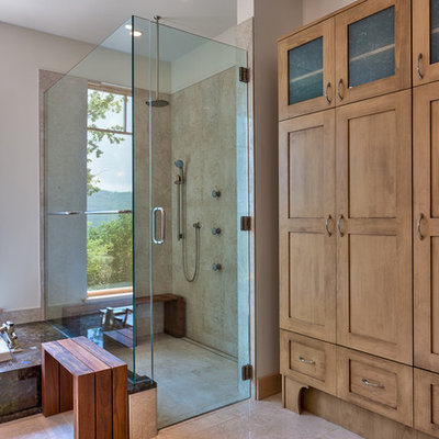 Corner bathtub - contemporary corner bathtub idea in Other