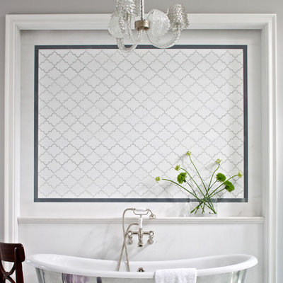 Inspiration for a contemporary freestanding bathtub remodel in Chicago
