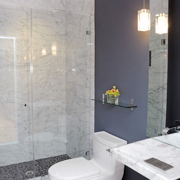 Contemporary Bathroom in Blue and Gray