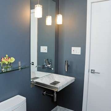 Contemporary Bathroom in Blue and Gray