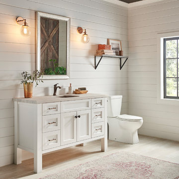 Contemporary Bathroom with Avon Door Style in Arctic White