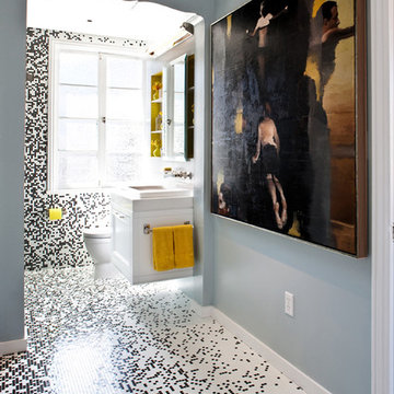 Contemporary bathroom with gradient tiles