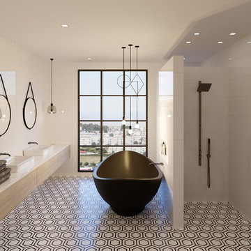 Contemporary bathroom with industrial touch, North Sydney