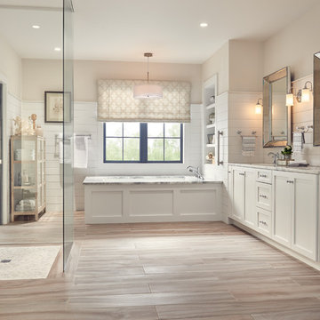 Contemporary Bathroom with Stickley door style in Arctic White