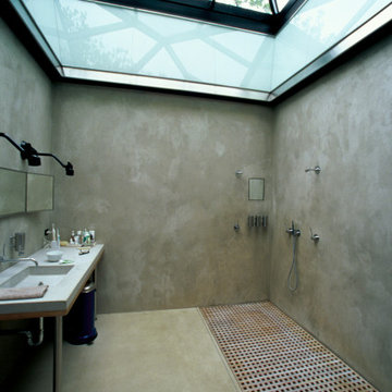 Contemporary Bathroom with Wall to Wall skylight