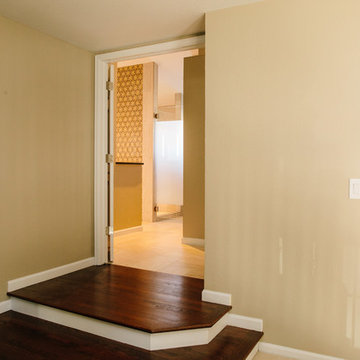 Contemporary Bathroom With Wood Floor Entry
