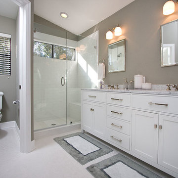 Contemporary Gray & White Bathroom Remodel