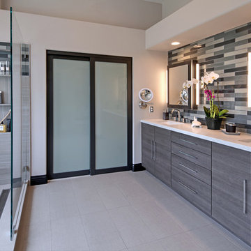 Contemporary Gray Master Bath - San Clemente