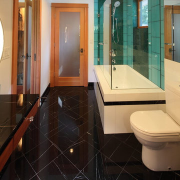 Contemporary Green & Black Bathroom