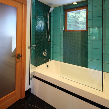 Contemporary Green & Black Bathroom
