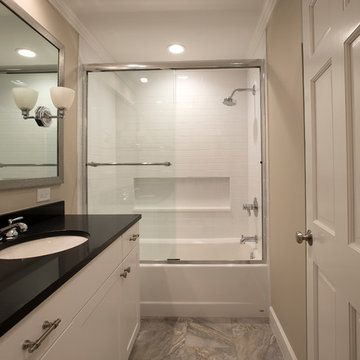 Contemporary Grey and White Hall Bathroom