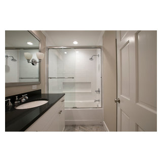 Contemporary Grey and White Hall Bathroom - Classique Chic - Salle de ...