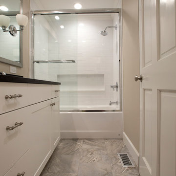 Contemporary Grey and White Hall Bathroom