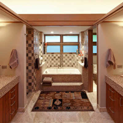 Inspiration for a contemporary mosaic tile bathroom remodel in Miami