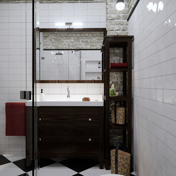 Contemporary Industrial bathroom and shower