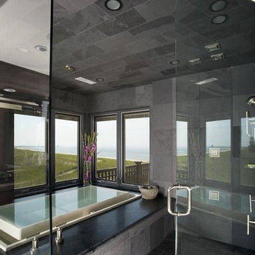 Contemporary Master Bath Wet Room Featuring Kohler Overture Whirlpool Tub