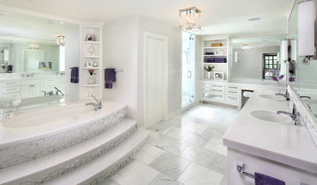 Room of the Day: Luxe Hotel Look for an All-White Master Bath