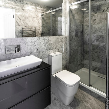 Contemporary Small Washroom in Carrara Marble