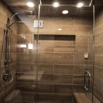 Contemporary Spa Shower with Heated Bench