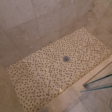 Contemporary Travertine Guest Bath