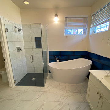 Contemporary Waiscott Tiled Bathroom