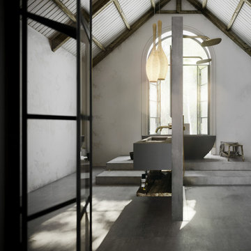 Converted barn near London with golden taps from Piet Boon by COCOON collection