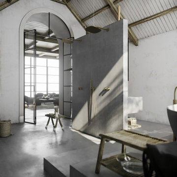 Converted barn near London with golden taps from Piet Boon by COCOON collection