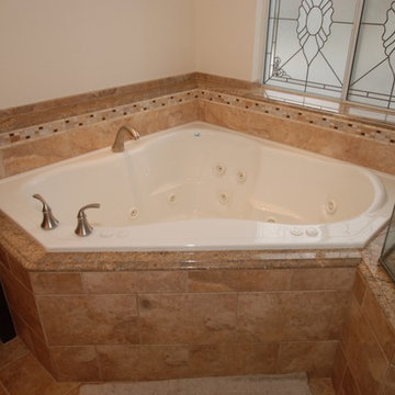 Corner tub & Shower Seat Master Bathroom Reconfiguration Yorba Linda