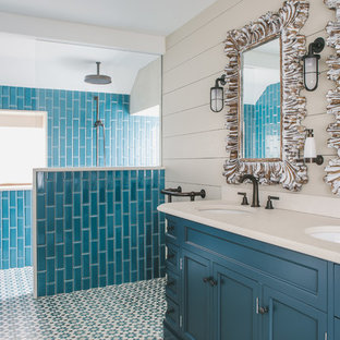 75 Beautiful Bathroom With Turquoise Cabinets Pictures Ideas January 2021 Houzz To soften the look, opt for soft gray floor tile and keep. bathroom with turquoise cabinets