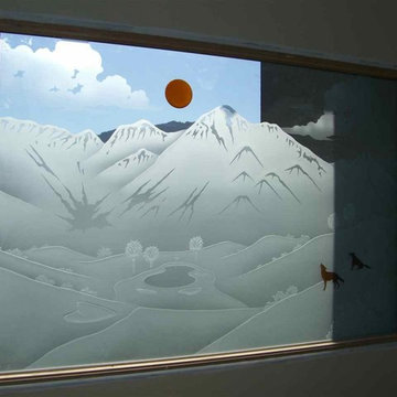 COYOTE MOON 1 - Bathroom Windows - Frosted Glass Designs Privacy Glass