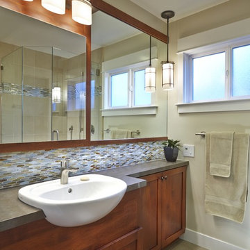 Craftsman Style Bathroom with Colorful Accents